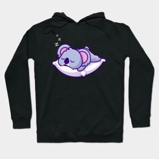 Cute Koala Sleeping On Pillow Cartoon Hoodie